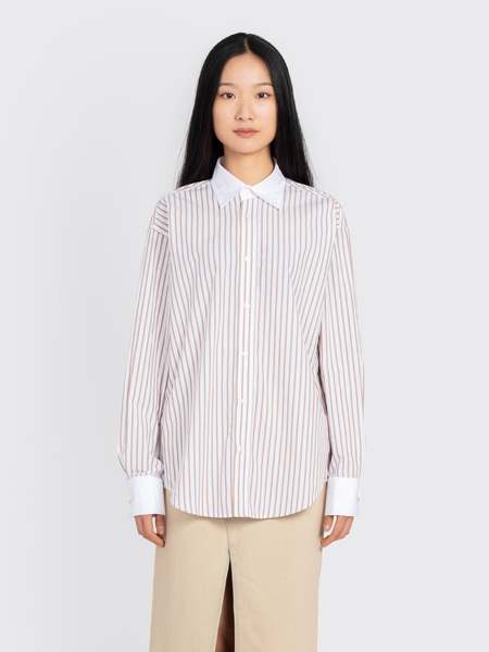 Filippa K Striped Tuxedo Shirt - Blue/White Stripe | Garmentory