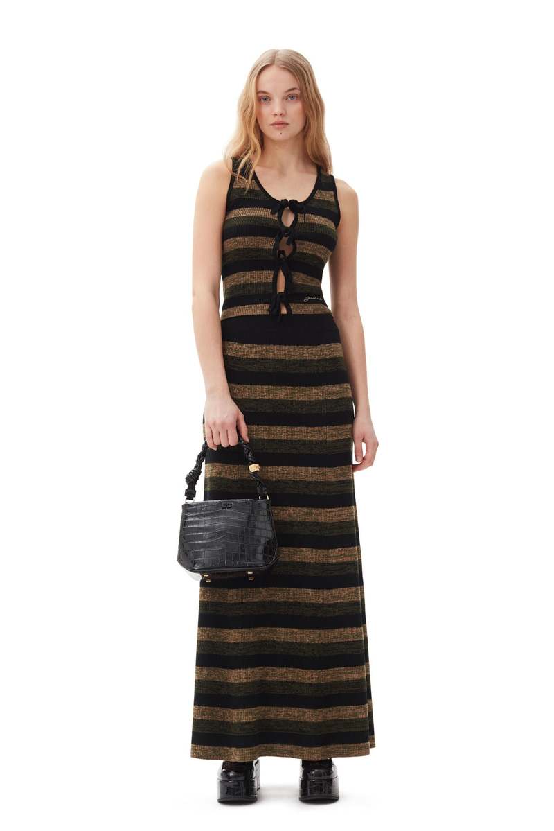 GANNI｜SKIRTS (RIBBED MERINO MAXI SKIRT (K2292 999)) Ganni Mini Ribbed Merino Maxi Skirt - Multicolour | Garmentory