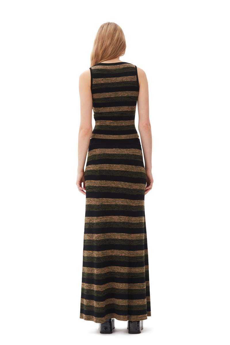 GANNI｜SKIRTS (RIBBED MERINO MAXI SKIRT (K2292 999)) ganni skirt womanmini ribbed merino maxi skirt - k2292 999