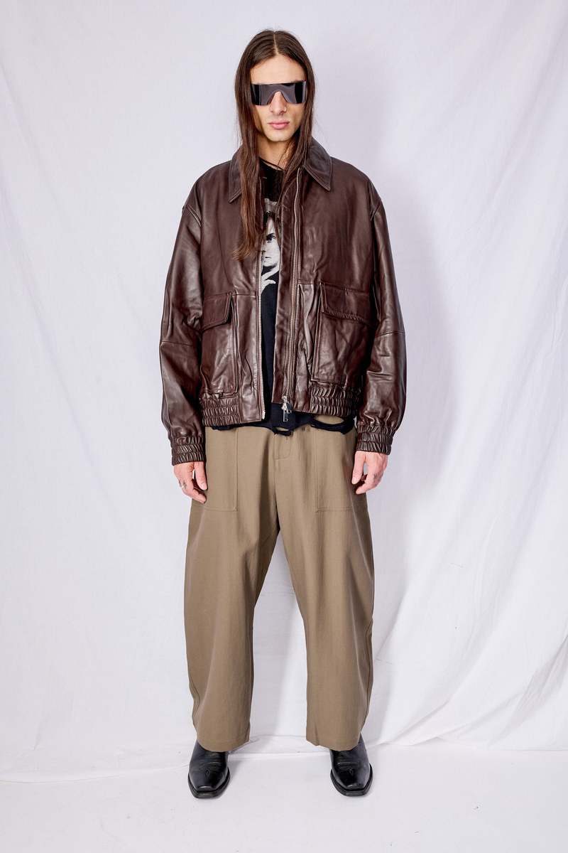 Studio Nicholson Piston Leather Jacket - Brown | Garmentory