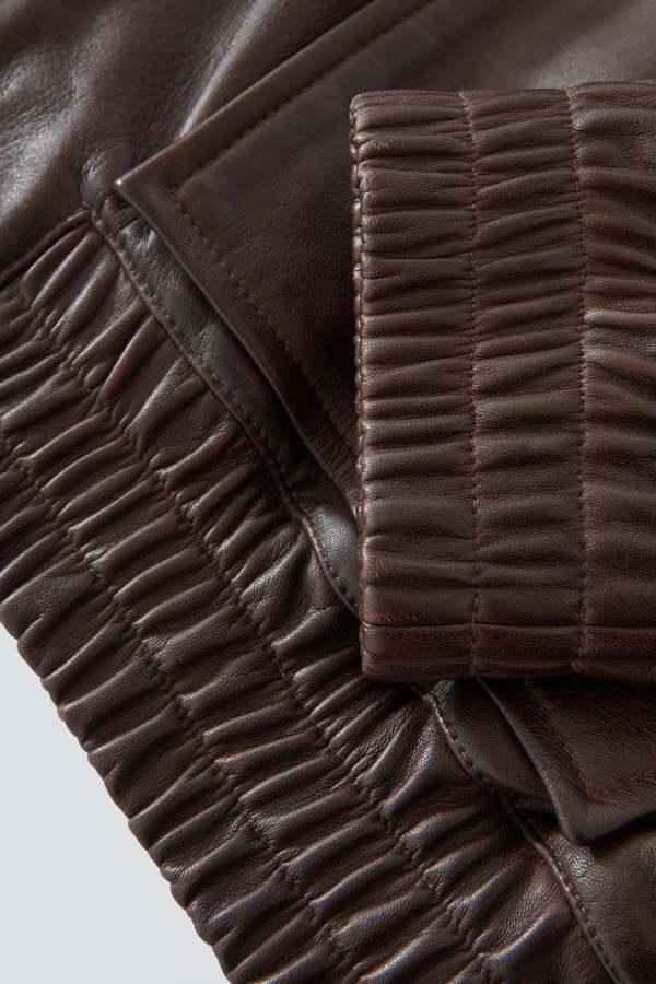 Studio Nicholson Piston Leather Jacket - Brown | Garmentory