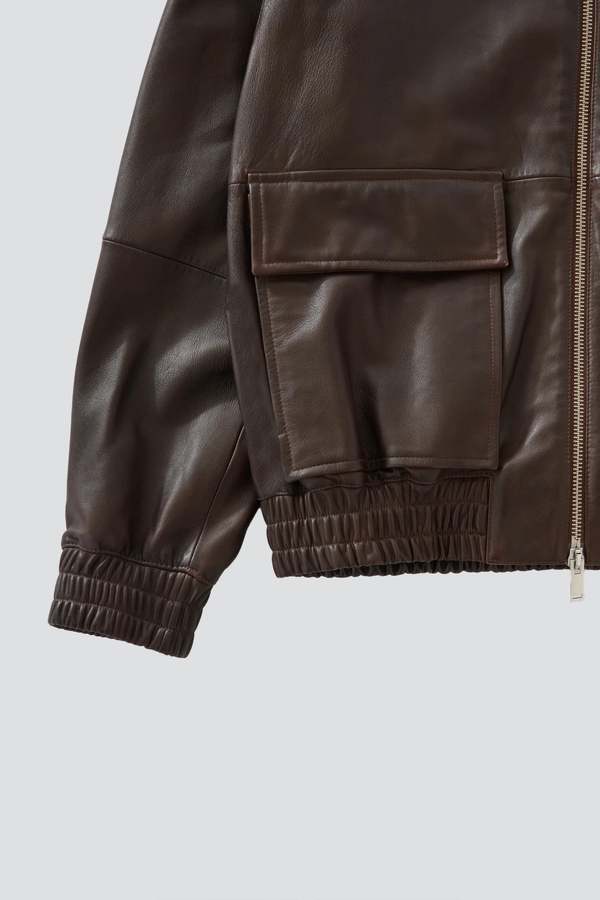Studio Nicholson Piston Leather Jacket - Brown | Garmentory