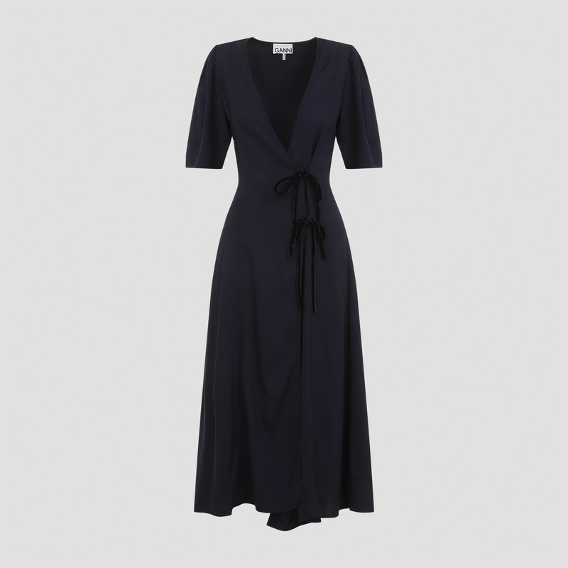 【関税＆送料込み】Ganni Twill Dress Ganni Striped Twill Fitted Zip-Front Tunic Dress | Neiman Marcus