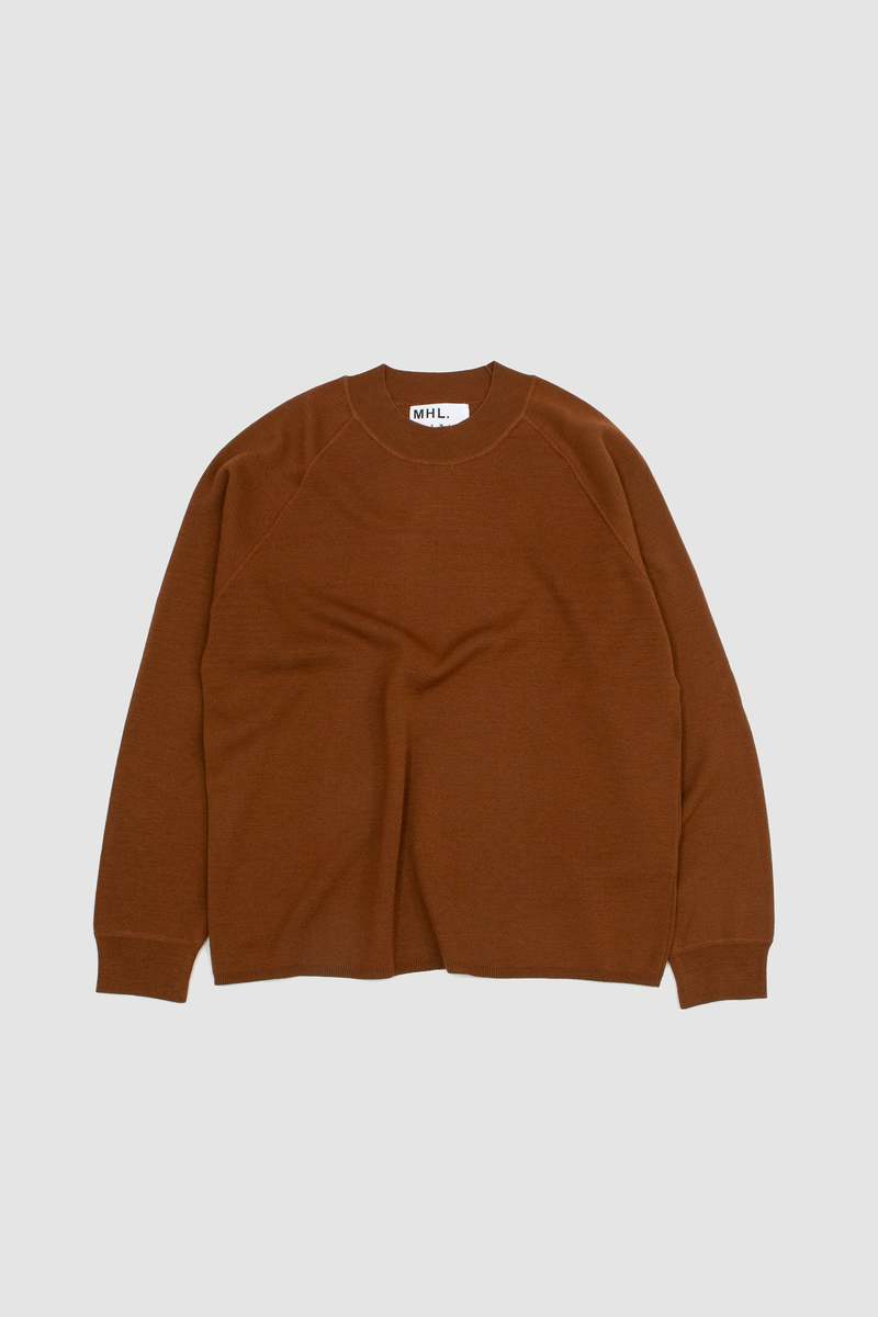 Margaret Howell Fine Merino Wool Wide Neck Sweatshirt - Tobacco 