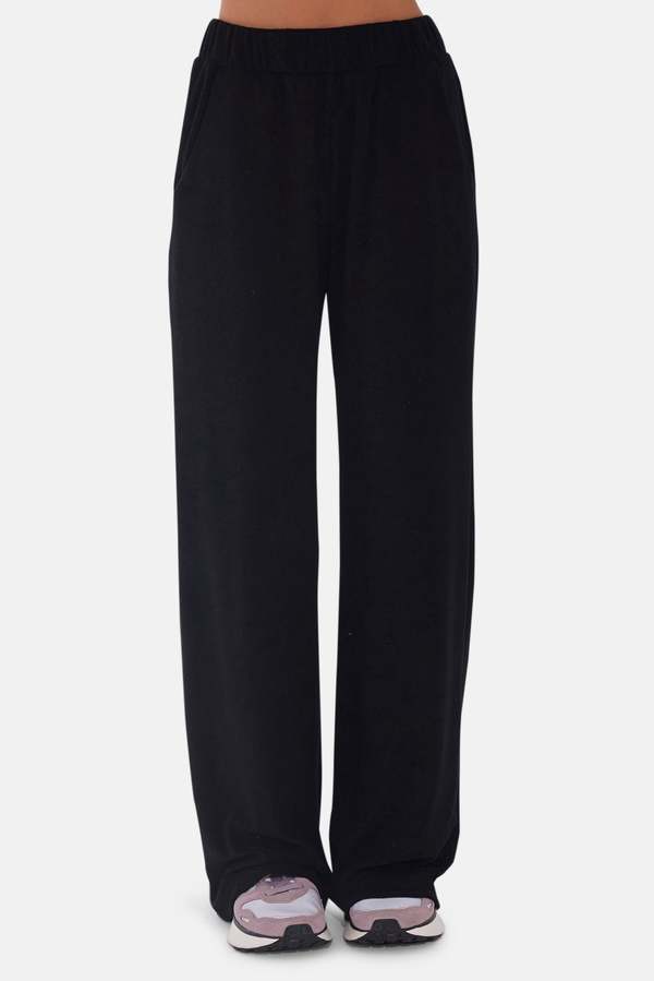 The Tile Club Goldie Wide Leg Terry Pant - Black The Tile Club Goldie Wide Leg Terry Pant - Black
