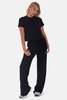 The Tile Club Goldie Wide Leg Terry Pant - Black - Thumbnail 4