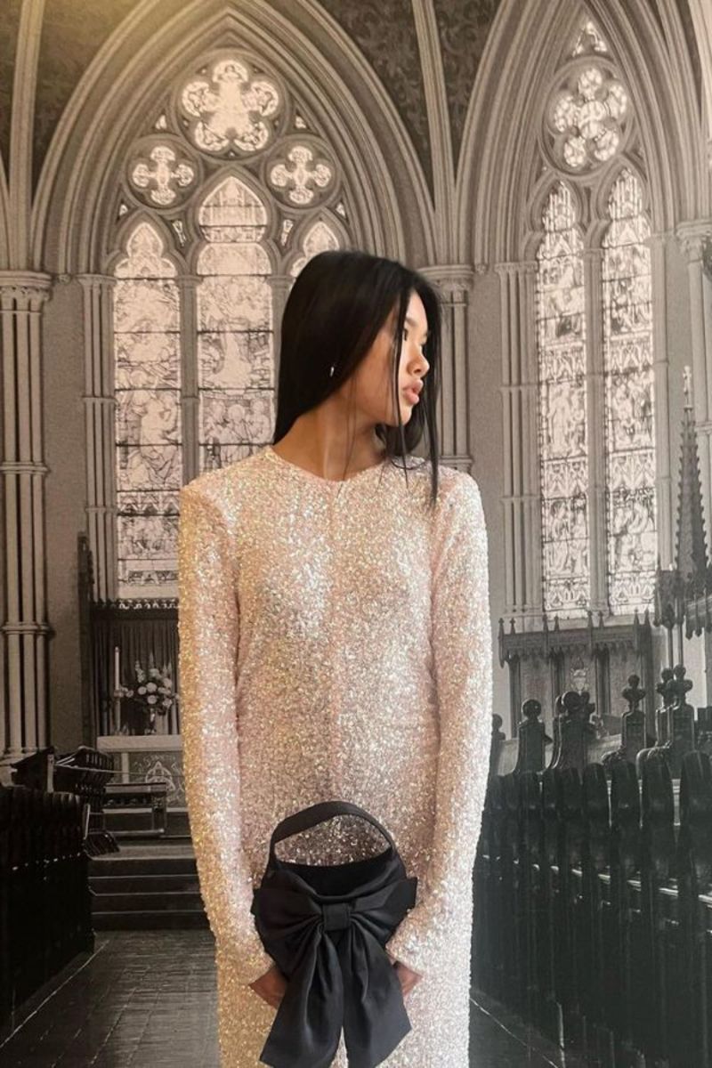 Ganni 3D Sequins Maxi Dress - Mauve Chalk | Garmentory