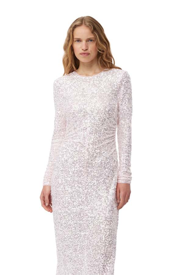 Ganni 3D Sequins Maxi Dress - Mauve Chalk | Garmentory