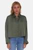 The Tile Club Laura Crop Satin Shirt - Dark Green - Thumbnail 1