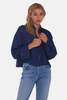 The Tile Club Laura Crop Satin Shirt - Navy - Thumbnail 4