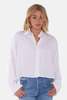 The Tile Club Laura Crop Satin Shirt - White - Thumbnail 1