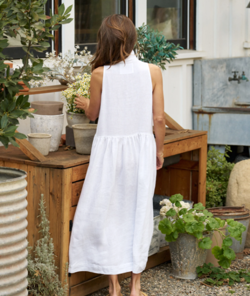 knee length dresses for ladies Everlane Popover Dress, Linen, Black, Size Small