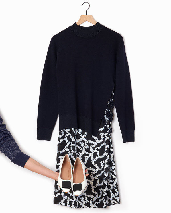 Carven Knit Combo Dress - Navy Carven Knit Combo Dress - Navy