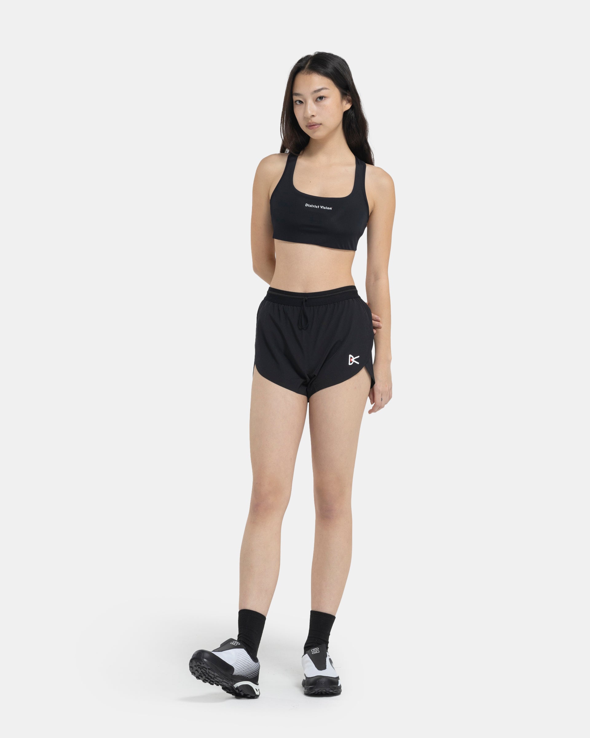 District Vision 3 Inch Split Shorts - Black | Garmentory