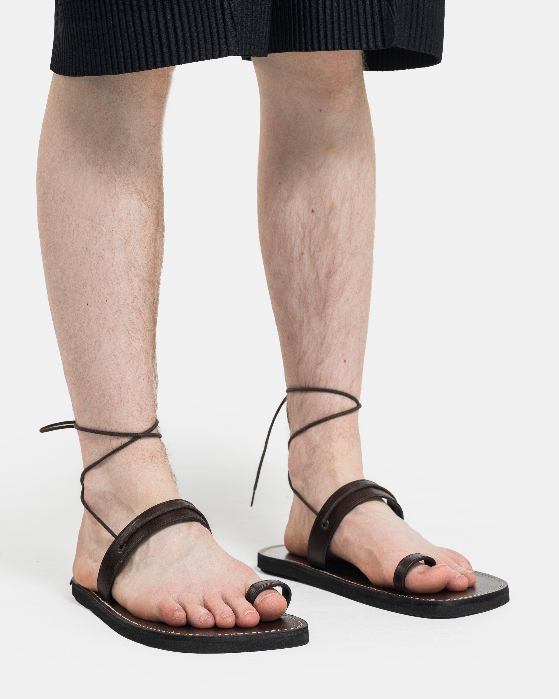 Dries Van Noten Ankle Strap Leather Sandals - Dark Brown