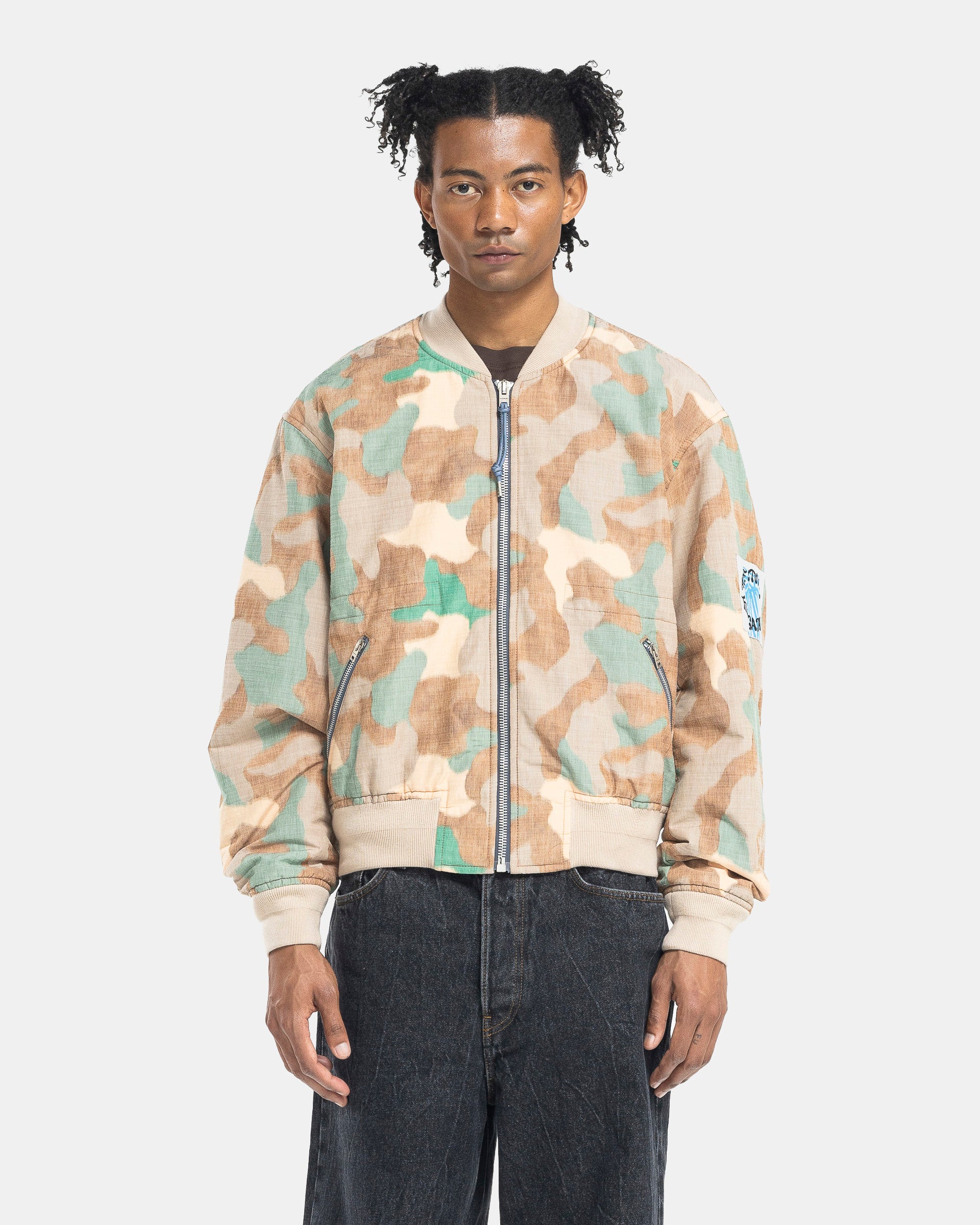 Acne Studios Camo Bomber Jacket - Orange/Green | Garmentory