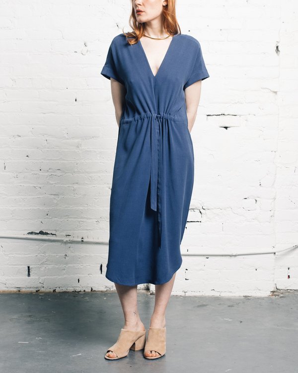 7115 by Szeki Reversible Drawstring Dress - Blue 7115 by Szeki Reversible Drawstring Dress - Blue