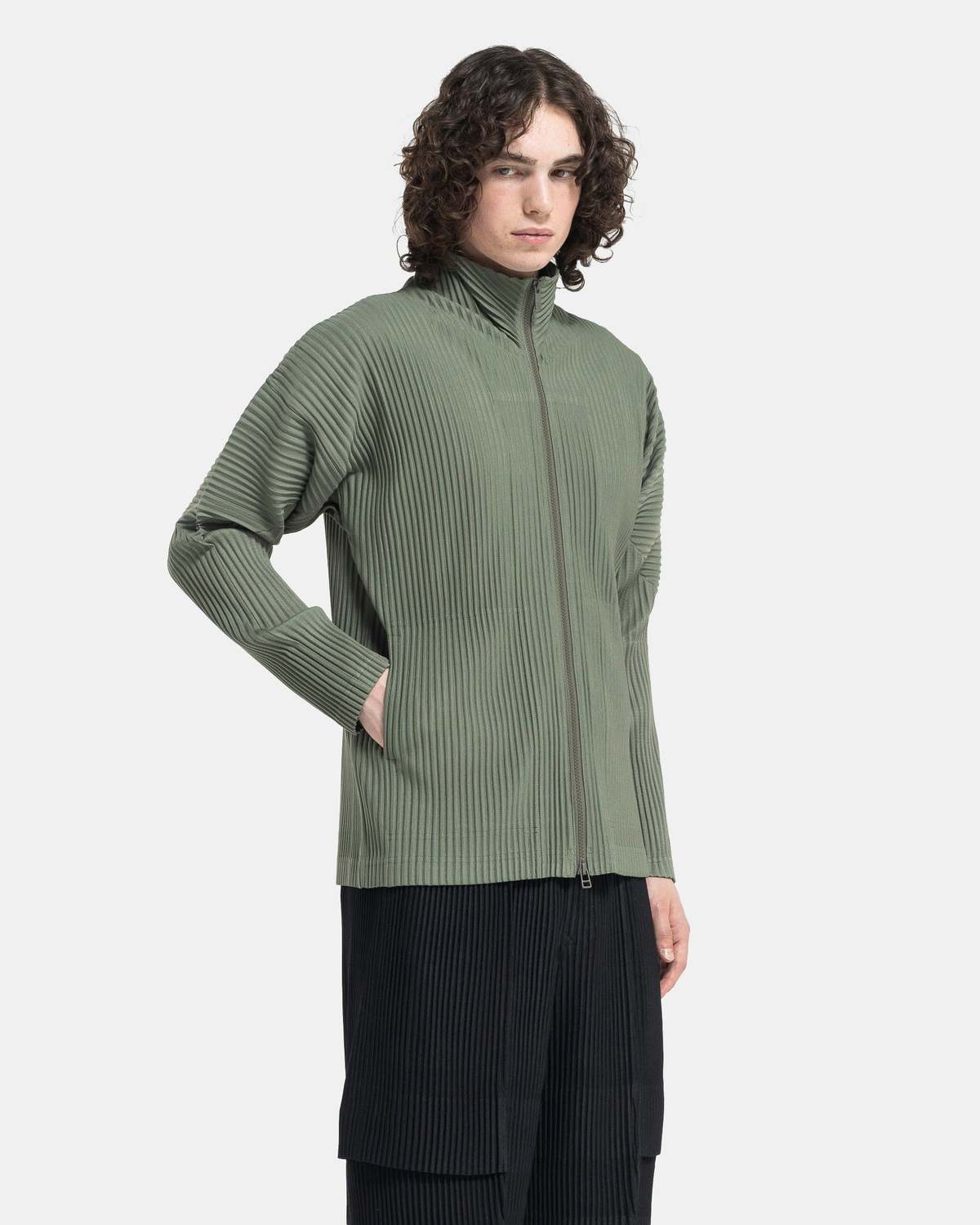 HOMME PLISSE ISSEY MIYAKE Colour Pleats Zip Jacket - Sage Green