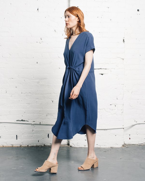 7115 by Szeki Reversible Drawstring Dress - Blue 7115 by Szeki Reversible Drawstring Dress - Blue