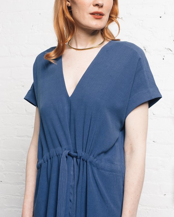 7115 by Szeki Reversible Drawstring Dress - Blue 7115 by Szeki Reversible Drawstring Dress - Blue