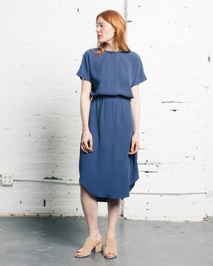 7115 by Szeki Reversible Drawstring Dress - Blue 7115 by Szeki Reversible Drawstring Dress - Blue