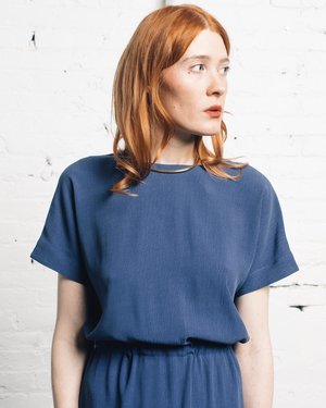 7115 by Szeki Reversible Drawstring Dress - Blue 7115 by Szeki Reversible Drawstring Dress - Blue