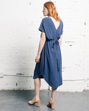 7115 by Szeki Reversible Drawstring Dress - Blue 7115 by Szeki Reversible Drawstring Dress - Blue