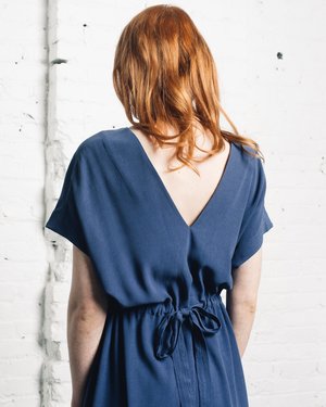 7115 by Szeki Reversible Drawstring Dress - Blue 7115 by Szeki Reversible Drawstring Dress - Blue