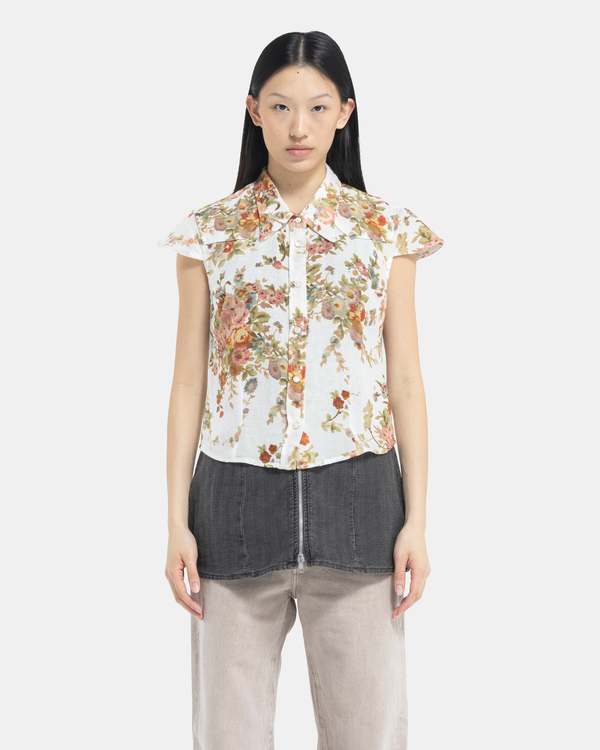 Our Legacy Daisy Shortsleeve Shirt - White Floral Tapestry Our Legacy Daisy Shortsleeve Shirt - White Floral Tapestry