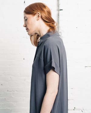 7115 by Szeki Signature Maxi Shirtdress - Grey 7115 by Szeki Signature Maxi Shirtdress - Grey