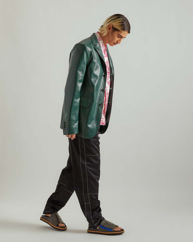 Marni Faux Leather Blazer - Emerald Green