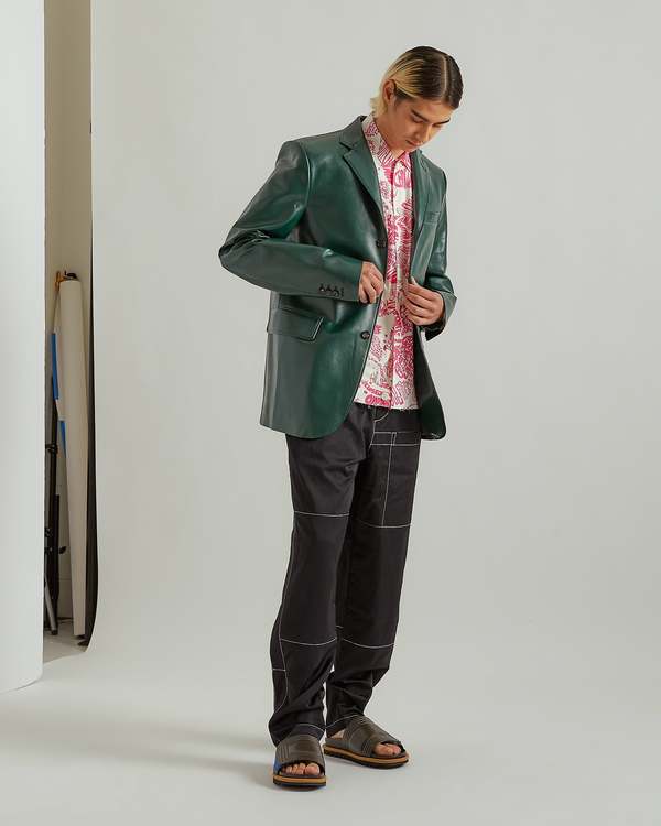 Marni Faux Leather Blazer - Emerald Green | Garmentory Marni Faux Leather Blazer - Emerald Green | Garmentory