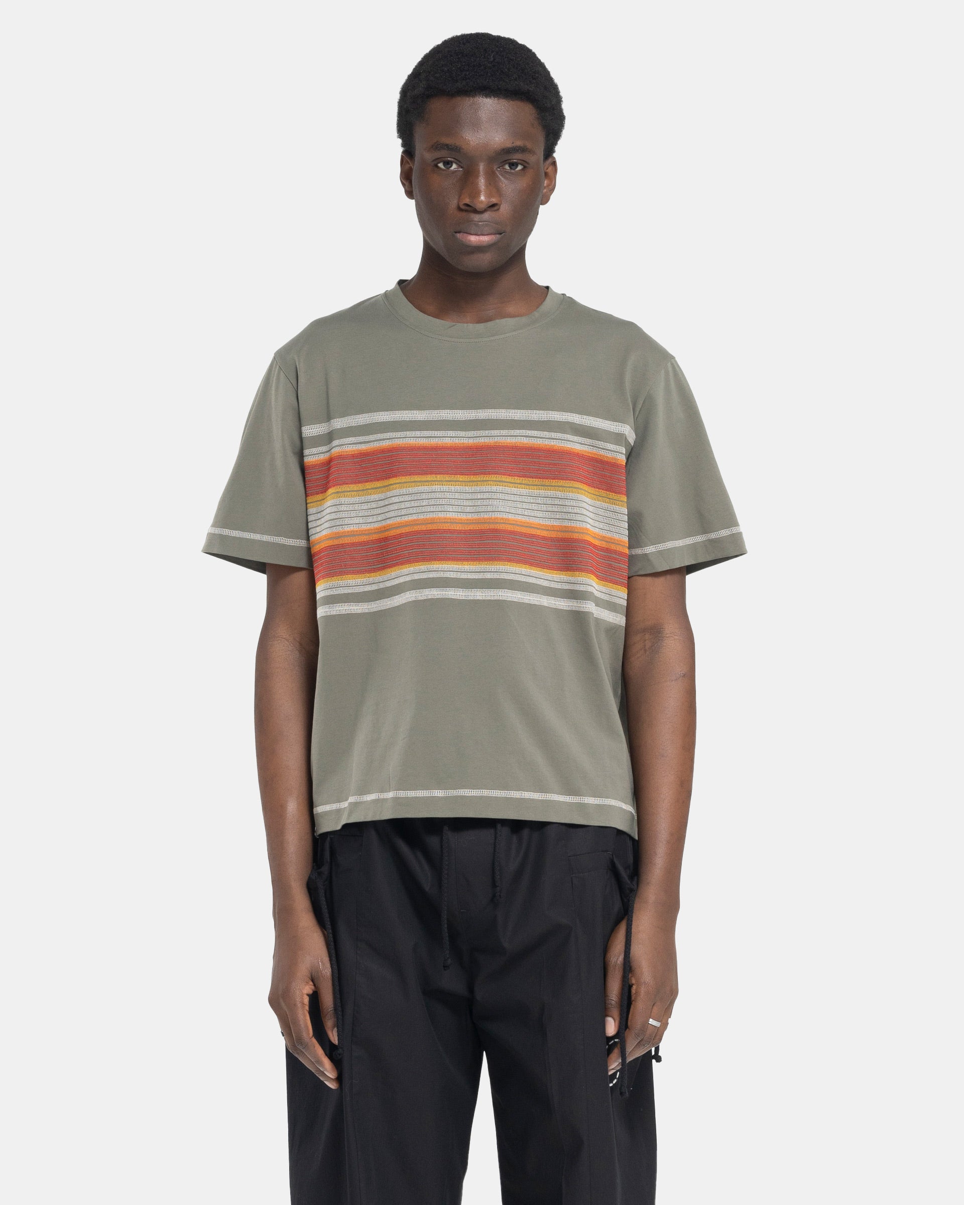CRAIG GREEN Flatlock Stripe T-Shirt - Olive | Garmentory