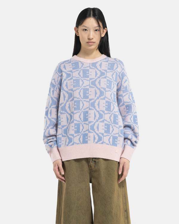 Acne Studios Jacquard Crew Neck Jumper - Faded Pink Melange/Light 