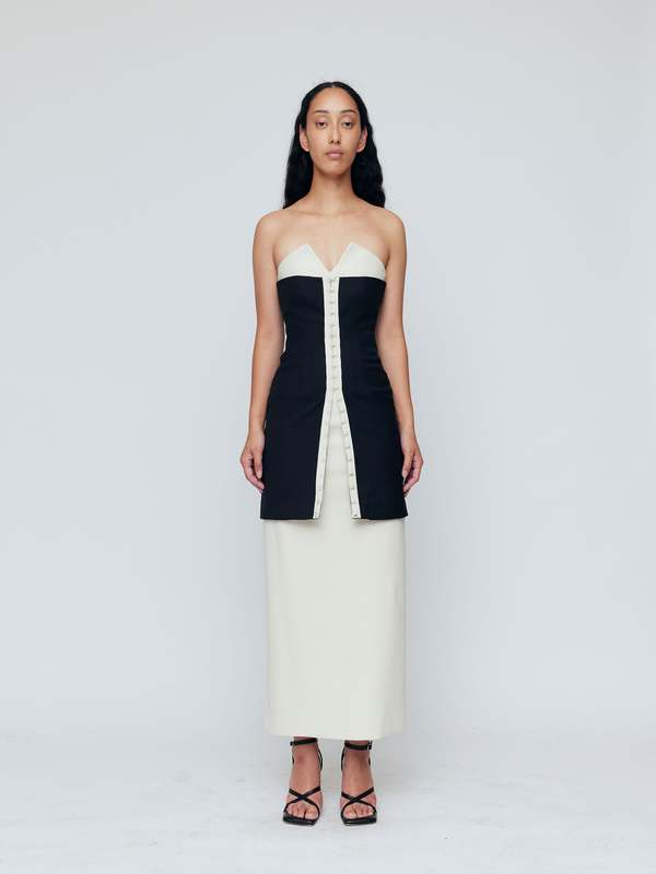 Wynn Hamlyn Olivia Maxi Dress - Black/Ivory
