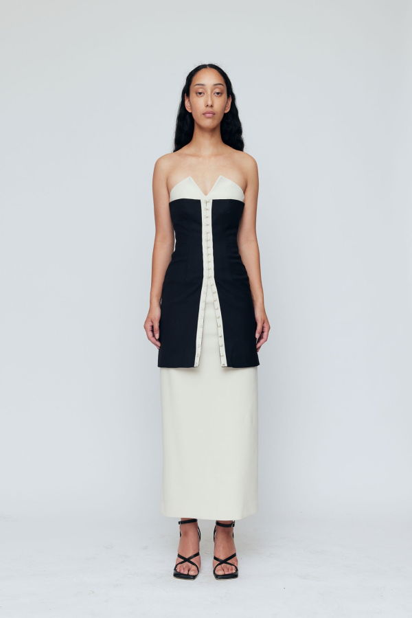Wynn Hamlyn Olivia Maxi Dress - Black/Ivory
