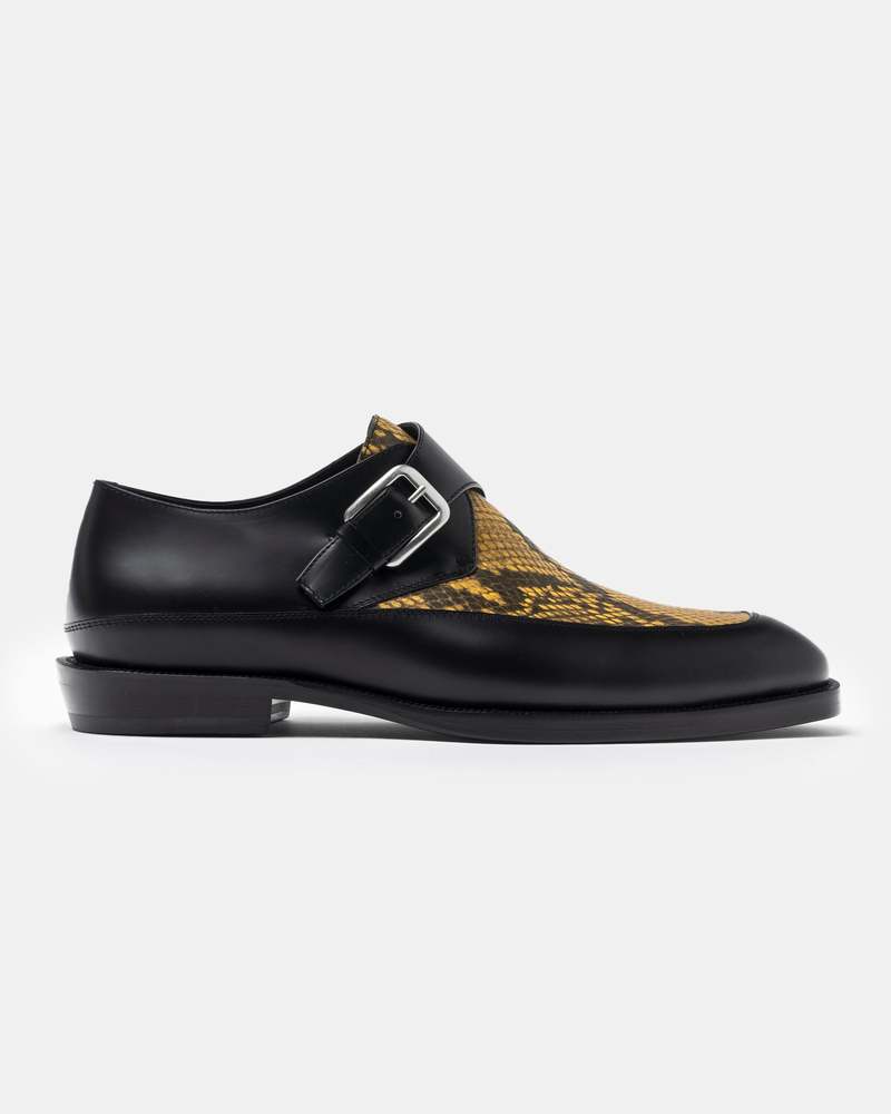Dries Van Noten Leather Monkstraps - Yellow/Black | Garmentory