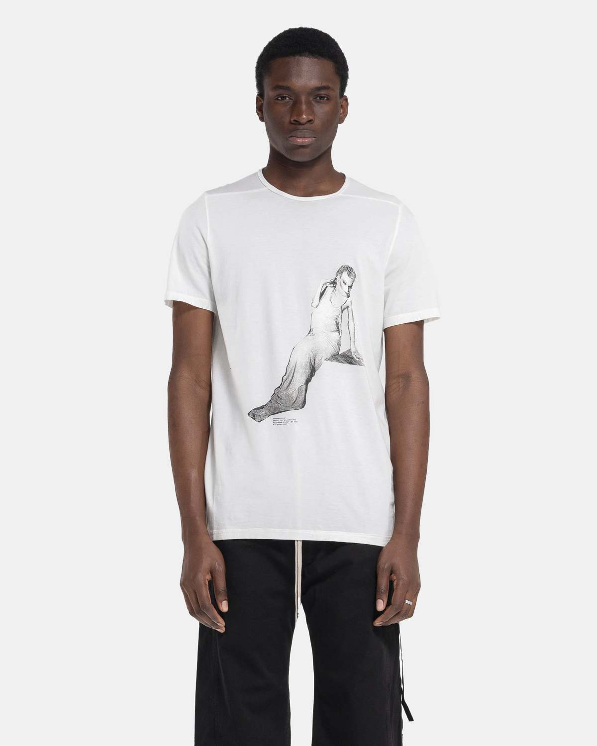Rick Owens Level Tee - Milk/Black | Garmentory