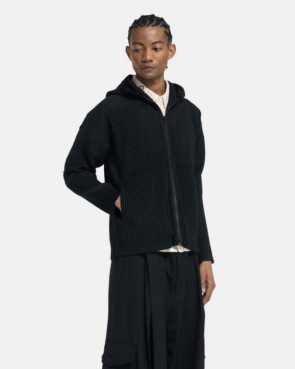 HOMME PLISSE ISSEY MIYAKE MC April Zip Hoodie - Black | Garmentory