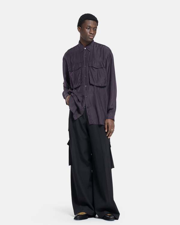 DRIES VAN NOTEN | PIERS BIS WIDE PLEATED CARGO PANTS パンツ Brown & Black Wide Pleated Cargo Pants by Dries Van Noten on