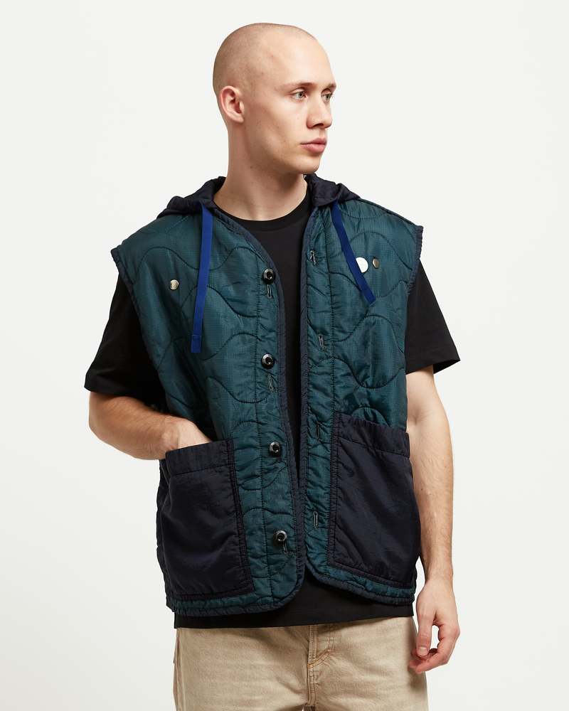 OAMC RE:WORK Hooded Gilet - Heather Jade | Garmentory