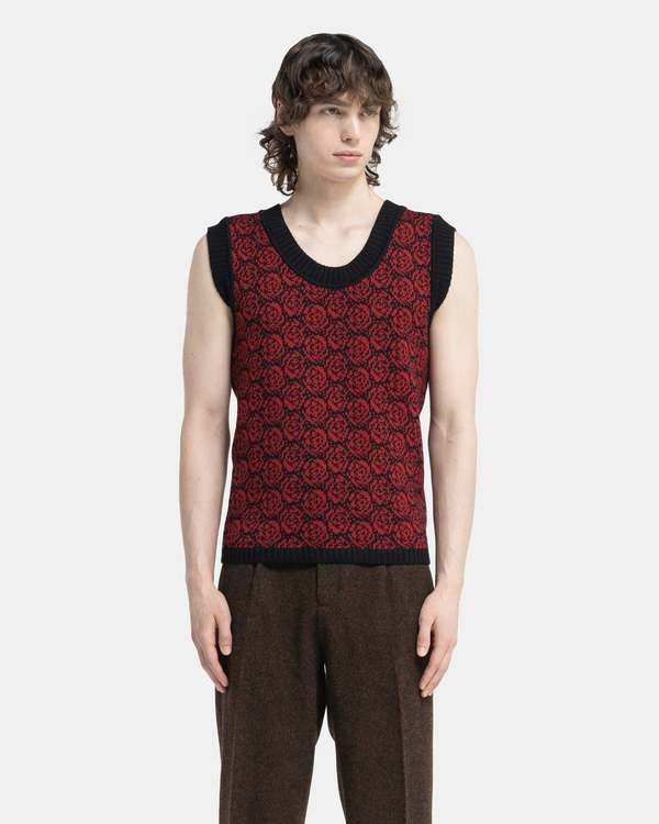 Ernest W. Baker Rose Jacquard Tank Top - Black/Red