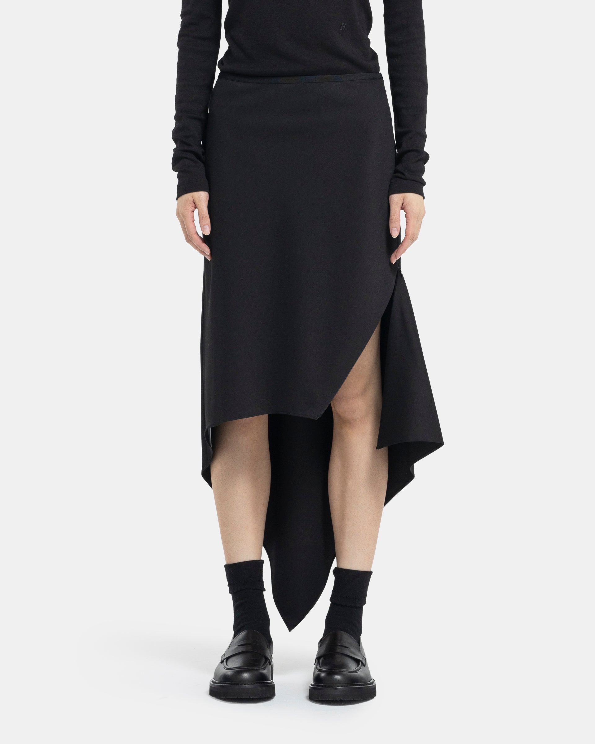 Helmut Lang Scarf Hem Skirt - Black | Garmentory