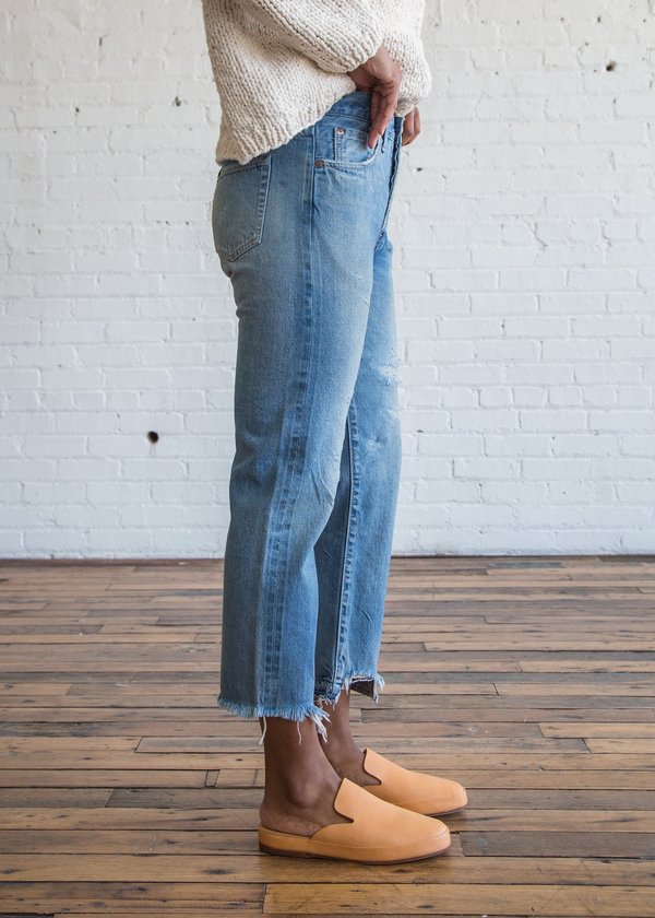 Chimala Selvedge Denim Used Ankle Cut Vintage Light Chimala Selvedge Denim Used Ankle Cut Vintage Light