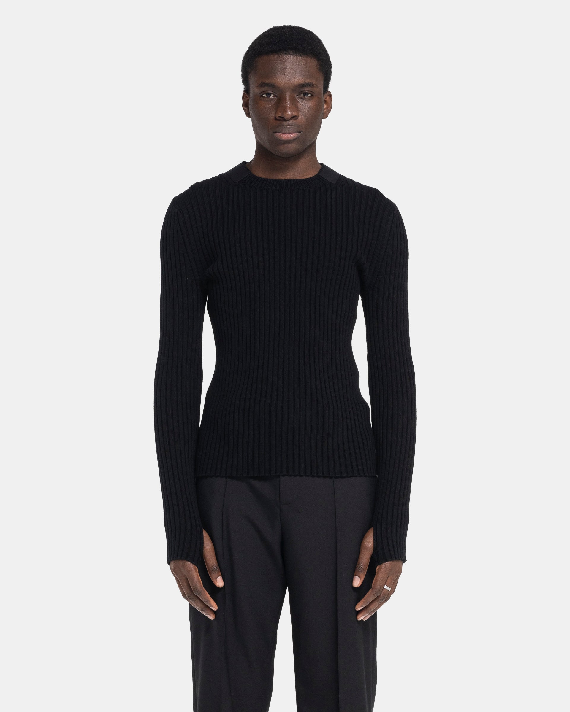 Helmut Lang Strap Knit Crew - Black | Garmentory