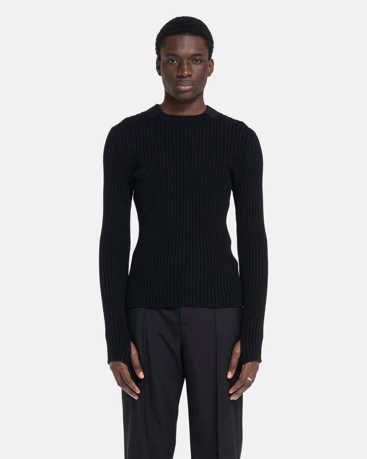 Helmut Lang Strap Knit Crew - Black | Garmentory