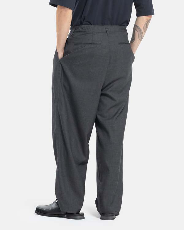 Still By Hand Summer Wool Wide Pants - Charcoal | Garmentory