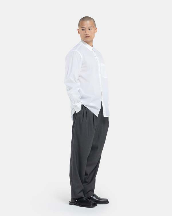 Still By Hand Summer Wool Wide Pants - Charcoal | Garmentory