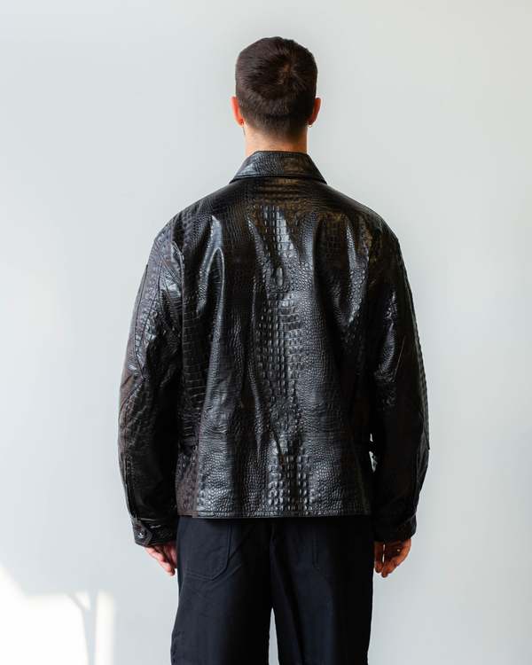ジャケット・アウター ENGINEERED GARMENTS G8 JACKET BLACK Engineered Garments G8 Jacket Black Alligator Embossed Fake