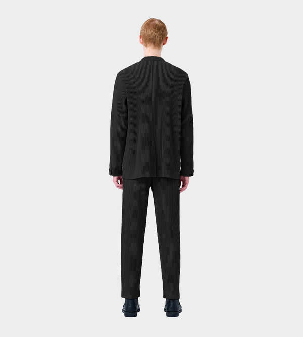 ジャケット・アウター ISSEY MIYAKE collarless jacket 92AW BLK Issey Miyake Pleated Collarless Jacket - Black | Garmentory